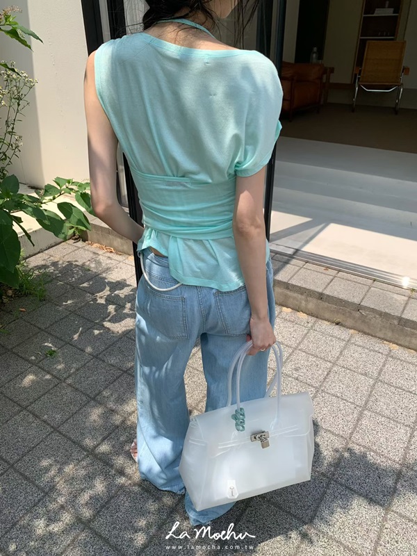 設計袖真兩件式上衣